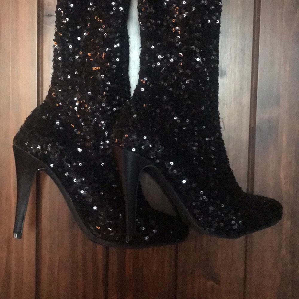Steve Madden Knee High Sequin Black Boots